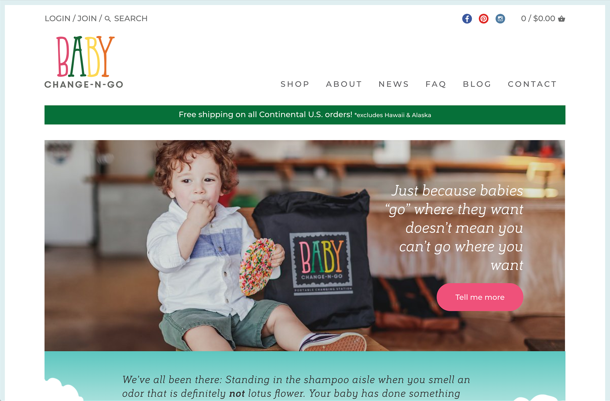 Screenshot of the Baby Change-N-Go Website