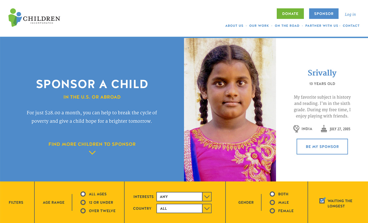 Image of Child Spnsorship feature